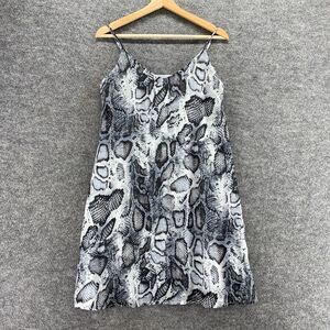 New Peyton Bre Dress Women 14 Gray Animal Print Shift Midi V-Neck Lined Casual
